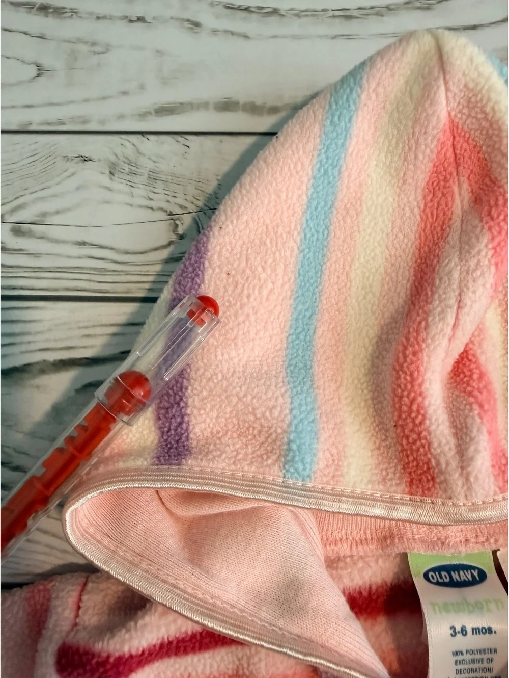 Old Navy Baby 3-6 Months Hooded Fleece Jumpsuit Striped